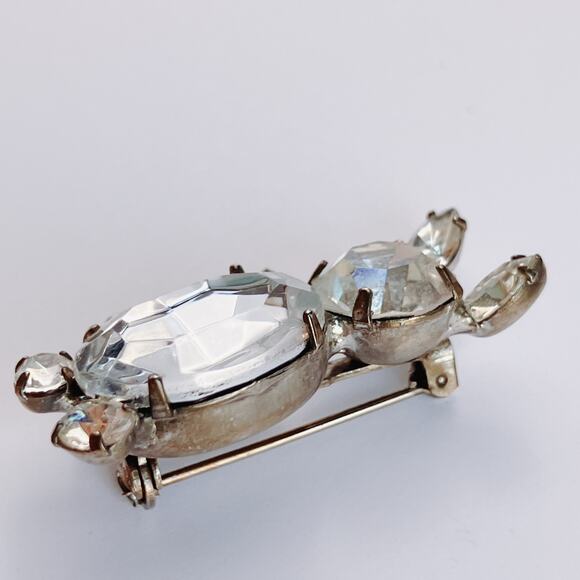 VTG Mid Century Brooch Jelly Belly Rhinestone Cat Silver Tone 1950s - Picture 7 of 10